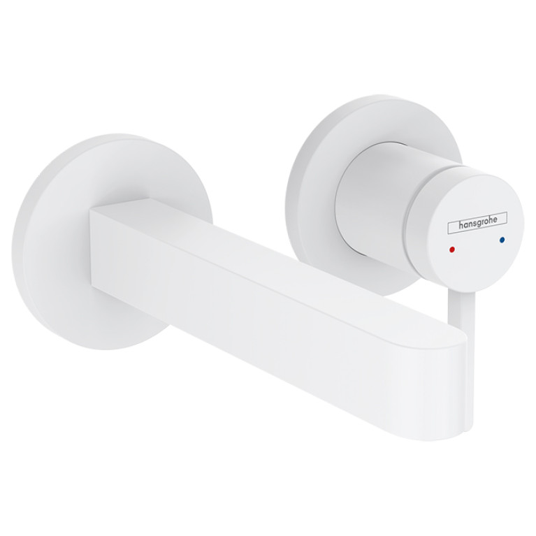 HANSGROHE FINORIS Смеситель для раковины настенный, однорычажный, излив 168 мм., внешняя часть, цвет белый матовый