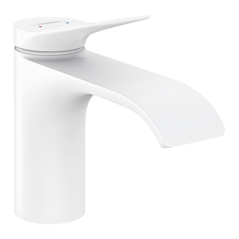 HANSGROHE VIVENIS Смеситель для раковины на 1 отверстие, однорычажный, высота излива 80 мм., с донным клапаном, цвет белый матовый