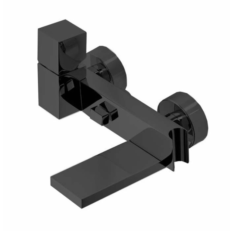 Bossini Cube Смеситель наружный с девиатором, держатель для душевой лейки  с гибким соединением 1/2&rdquo;, цвет: черньій матовьій