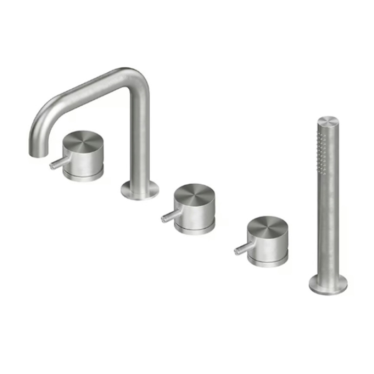 QuadroDesign SOURCE/OTTAVO 1295AS Смеситель на борт ванны, цвет Brushed Stainless Steel