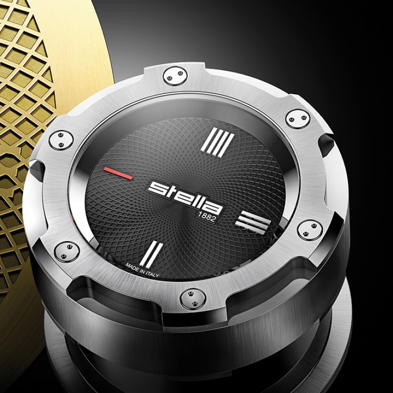 Stella Timeaster Смеситель на борт ванны на 2 отверстия 3267RG, круглая ручка d=52мм, цвет: хром, ручка черная