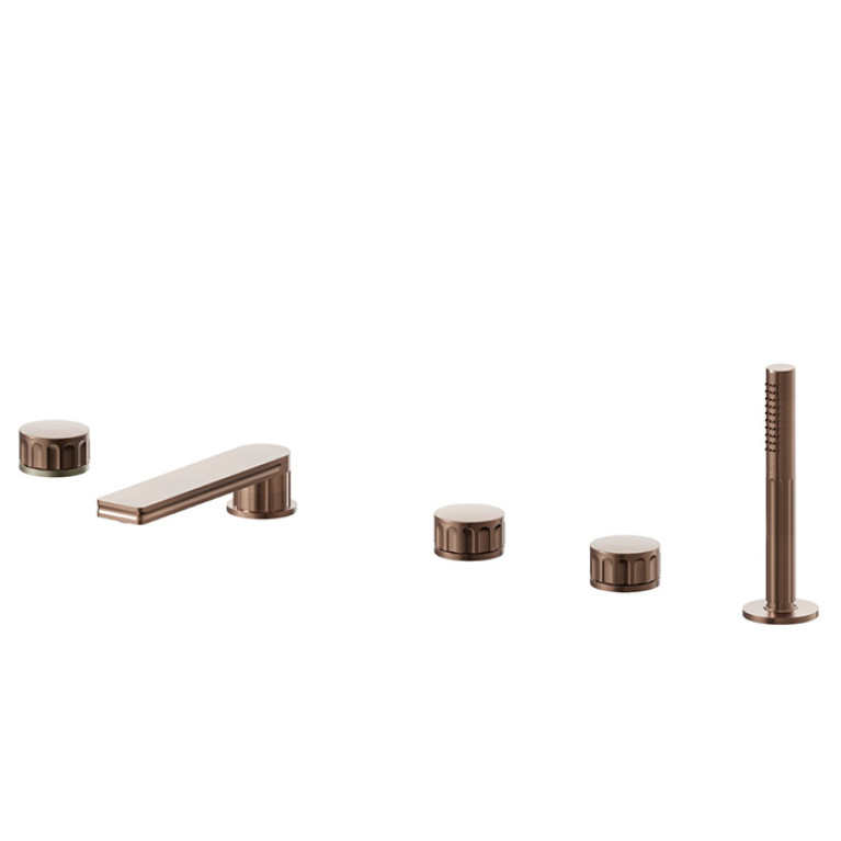 Newform Ionika bagno Смеситель на борт ванны 5 отв. с ручным душем  , цвет: PVD brushed copper bronze
