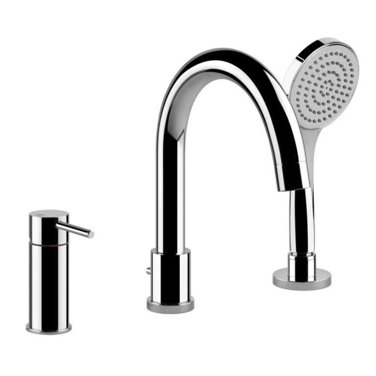 Gessi Emporio Via tortona Смеситель для ванны на 3 отверстия с переключателем, изливом и шлангом 1,50м, цвет: Chrome
