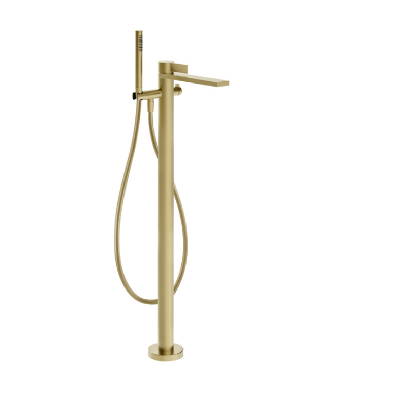 GESSI  INVERSO DIAMANTATO Внешняя часть напольного смесителя для ванны с перекл и ручным душем , цвет: Brass Brushed PVD