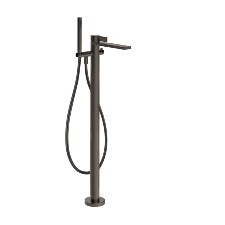 GESSI  INVERSO RIGATO Внешняя часть напольного смесителя для ванны с перекл и ручным душем , цвет: Black Metal Br. PVD