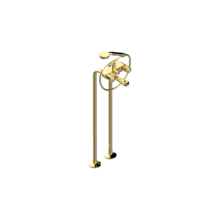 THG CORVAIR FIOR DI BOSCO Смеситель для ванны напольный, с ручным душем и шлангом 1500 мм., цвет полированное золото