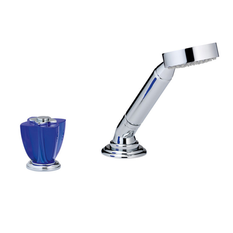 THG PETALE DE CRISTAL BLEU Смеситель на борт ванны на 2 отверстия, прогрессивный, без излива, цвет хром