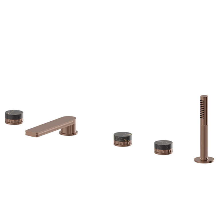 Newform Ionika supreme bagno Смеситель на борт ванны 5 отв. с ручным душем  , цвет: PVD brushed copper bronze