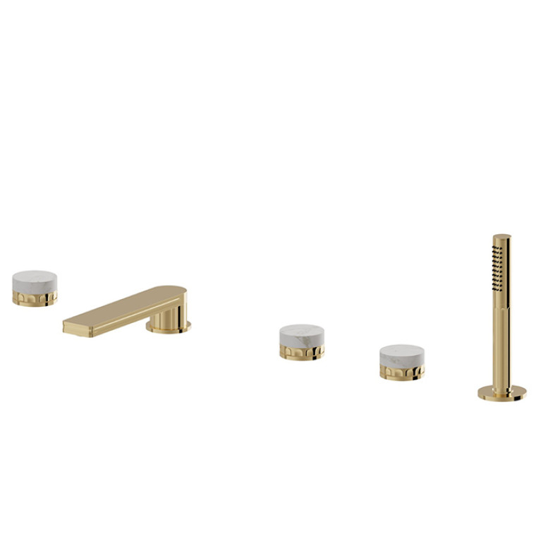 Newform Ionika allure bagno Смеситель на борт ванны 5 отв. с ручным душем  , цвет: PVD glossy gold