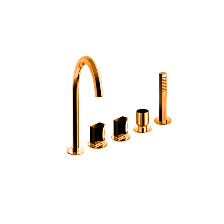 Fantini Venezia Смеситель на борт ванны, 5 отв., с ручн душем, излив 175мм, цвет: Matt Copper PVD