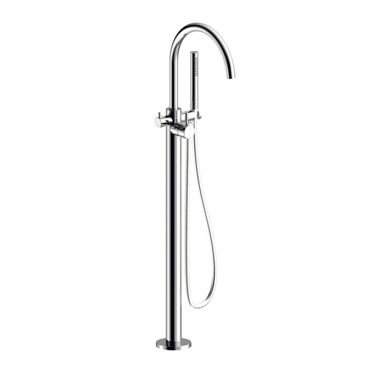 Almar Freestanding Внешняя часть отдельностоящего смесителя на ванну с двумя картриджами, цвет оружейный металл брашированный PVD