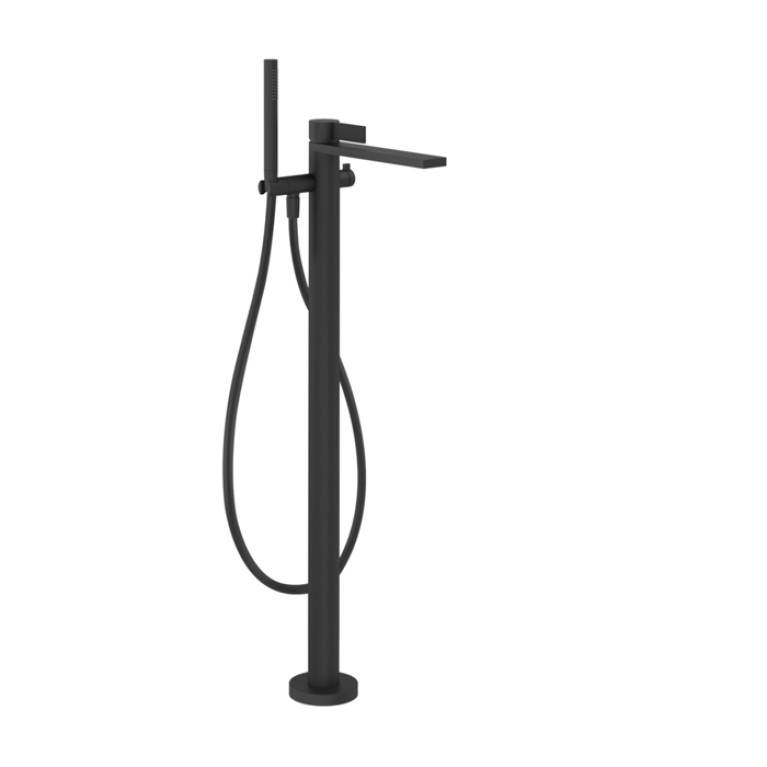 GESSI  INVERSO DIAMANTATO Внешняя часть напольного смесителя для ванны с перекл и ручным душем , цвет: Matte Black