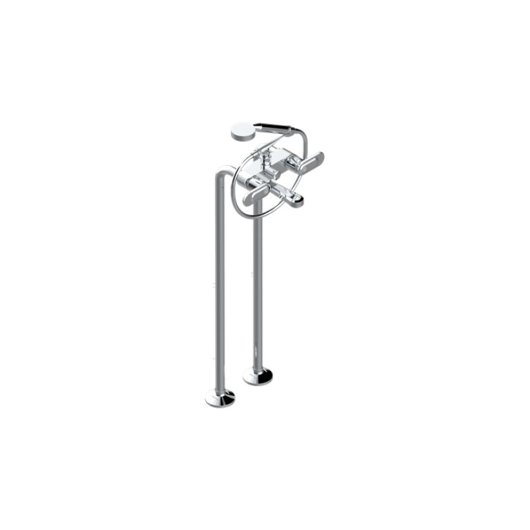 THG CORVAIR A MANETTES FIOR DI BOSCO Смеситель для ванны напольный, с ручным душем и шлангом 1500 мм., цвет хром