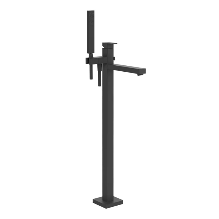 Gessi Rettangolo Напольный смеситель для ванны (внешняя часть), с ручным душем и изливом, цвет: Black XL