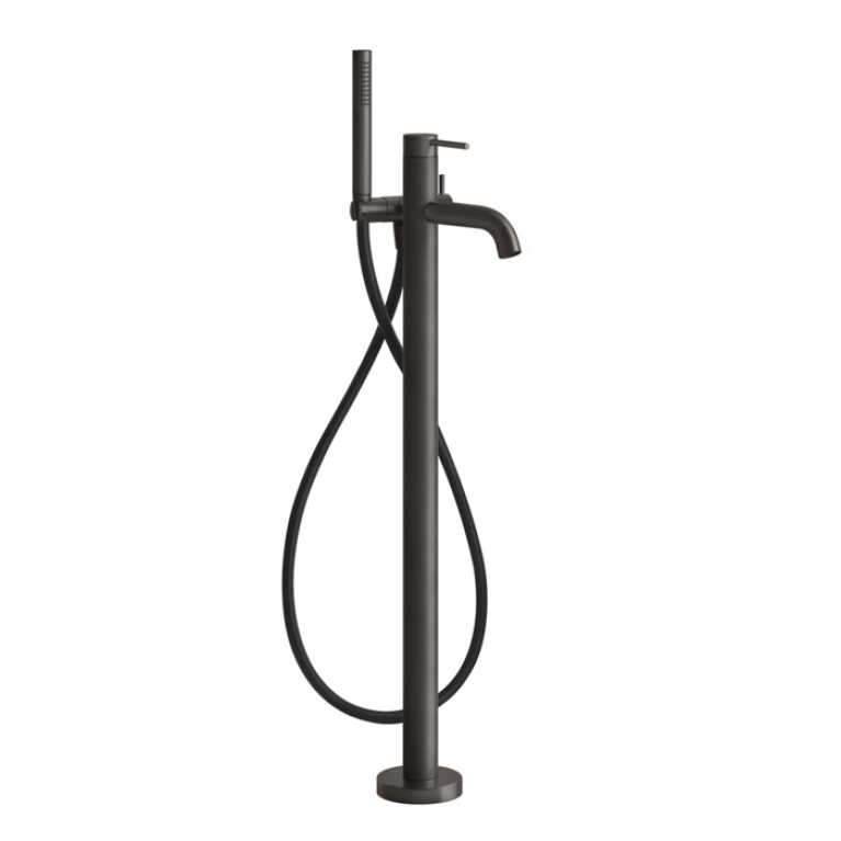 GESSI 316 Напольный смеситель для ванны с душевой лейкой (внешние части), цвет: brushed black metal pvd