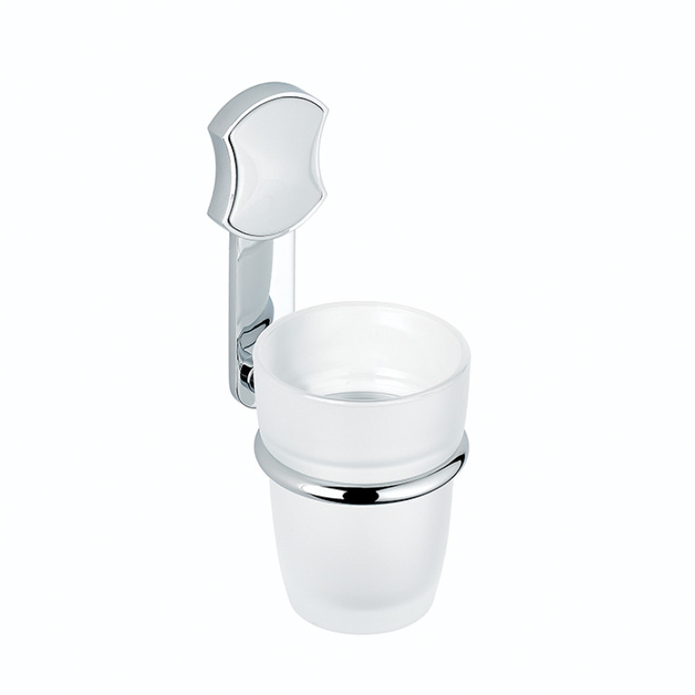 THG INFINI PORCELAINE BLANCHE Стакан стеклянный, подвесной, цвет хром