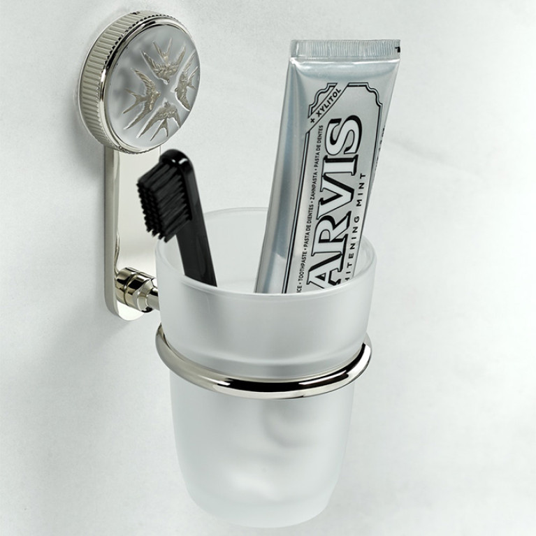 THG HIRONDELLES PLATINUM STAMPED Стакан стеклянный, подвесной, цвет Polished nickel