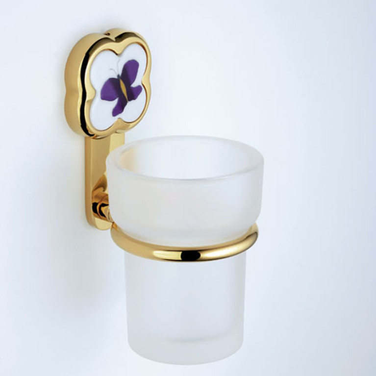 THG CAPUCINE MAUVE DECOR OR Стакан подвесной, стекло матовое, декор лиловый, цвет полированное золото