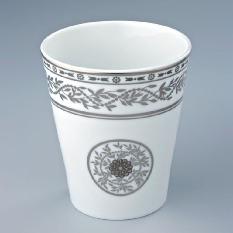 THG MARQUISE BLANC DECOR PLATINE Стакан керамический, настольный, декор платина, цвет белый