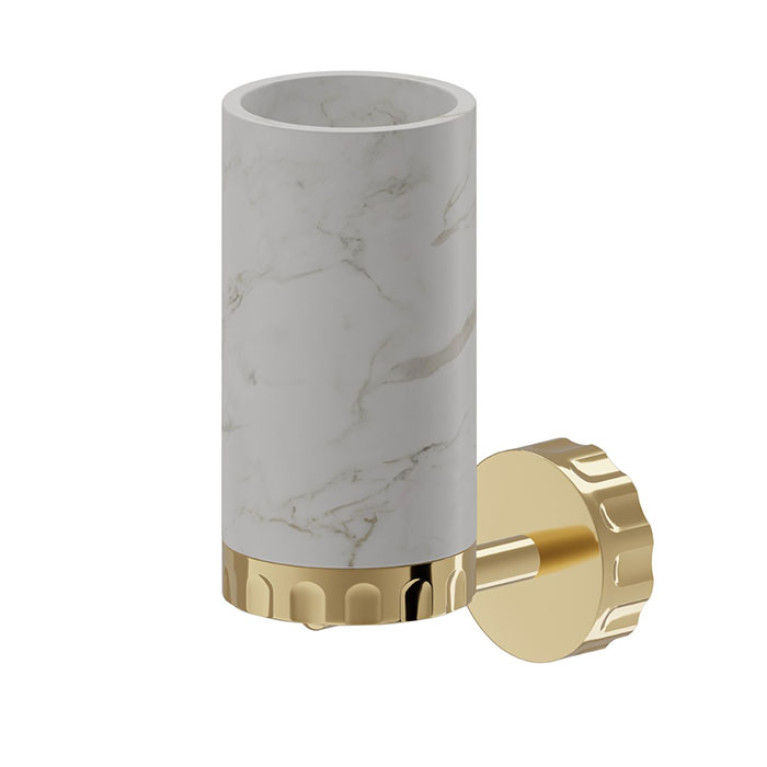 Newform Ionika allure accessori Стакан подвесной  WHITE MARBLE, цвет: PVD glossy gold
