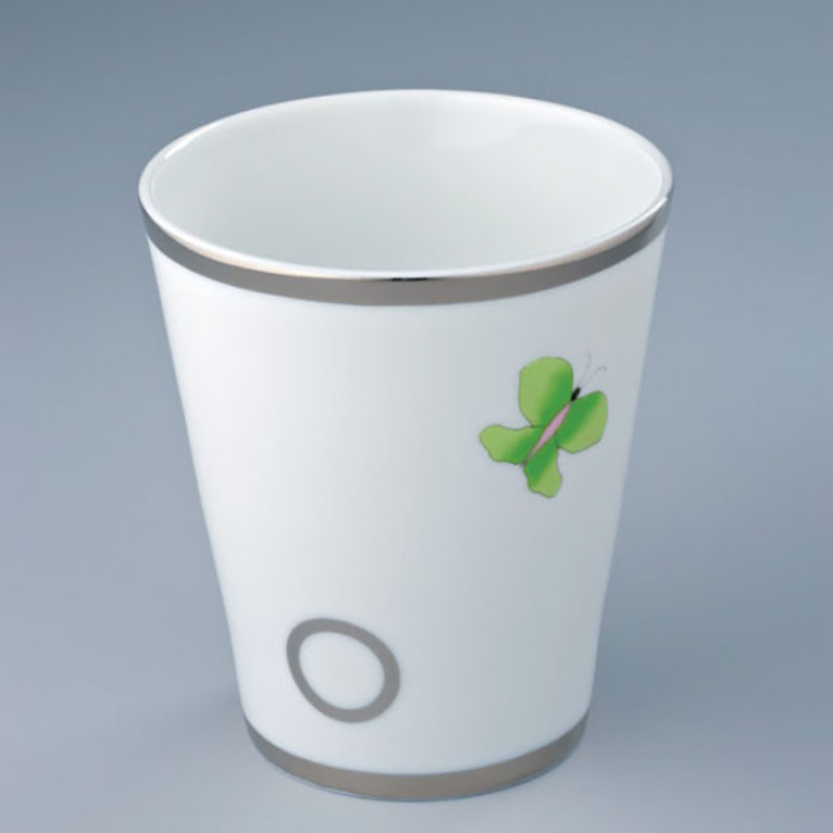THG CAPUCINE VERT DECOR PLATINE Чашка керамическая, настольная, декор платина/зеленый, цвет белый