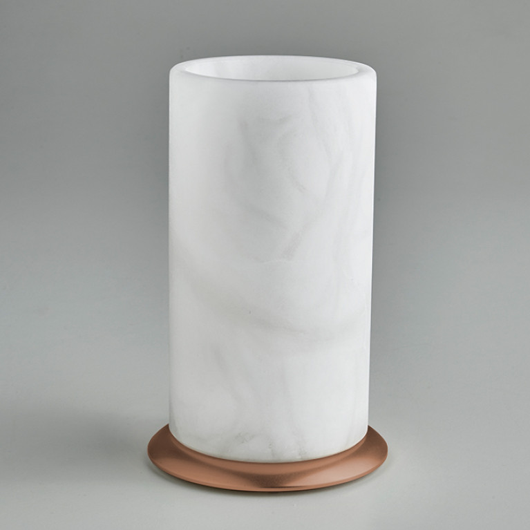3SC Baster Round Стакан настольный d8хh13 см с основанием, цвет алебастр/Warm Brushed Bronze PVD
