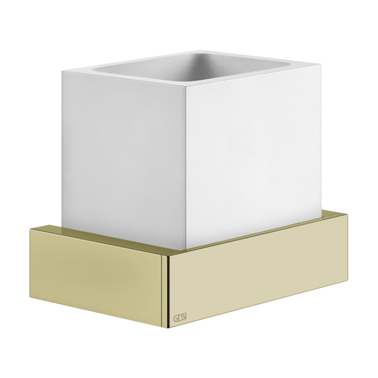 GESSI  INVERSO ACCESSORIES Стакан настенный белый, цвет: Brass Brushed PVD