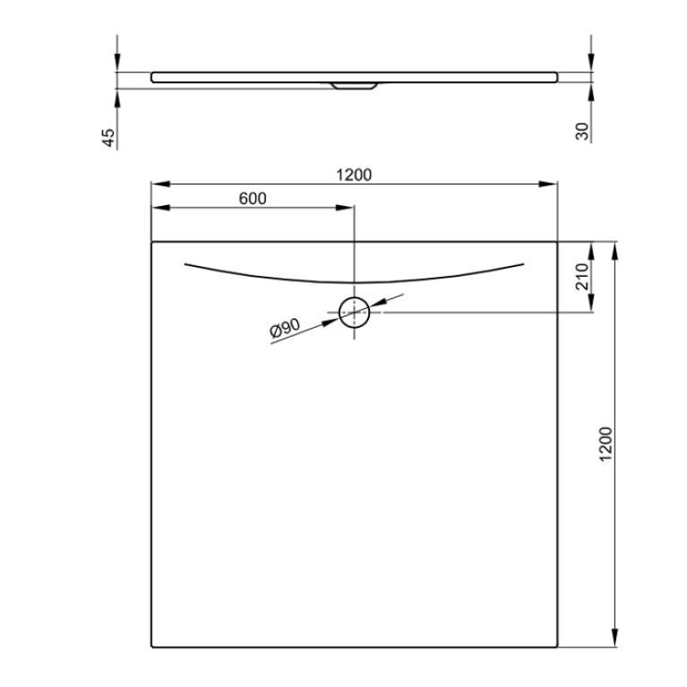 BETTEFLOOR SIDE Душевой поддон квадратный 120х120, D 90 мм, цвет белый