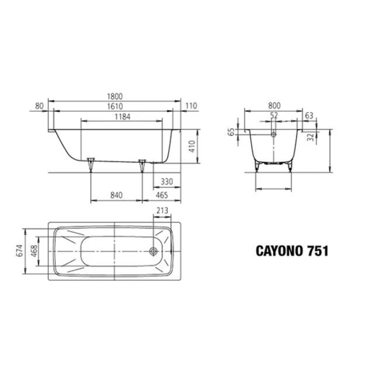 KALDEWEI CAYONO Ваннa встраиваемая Мод.751 1800х800x410 мм., цвет: белый