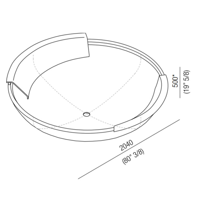 Agape Ufo Ванна отдельностоящая d204x50 см, круглая, 2 спинки, цвет: bicolore