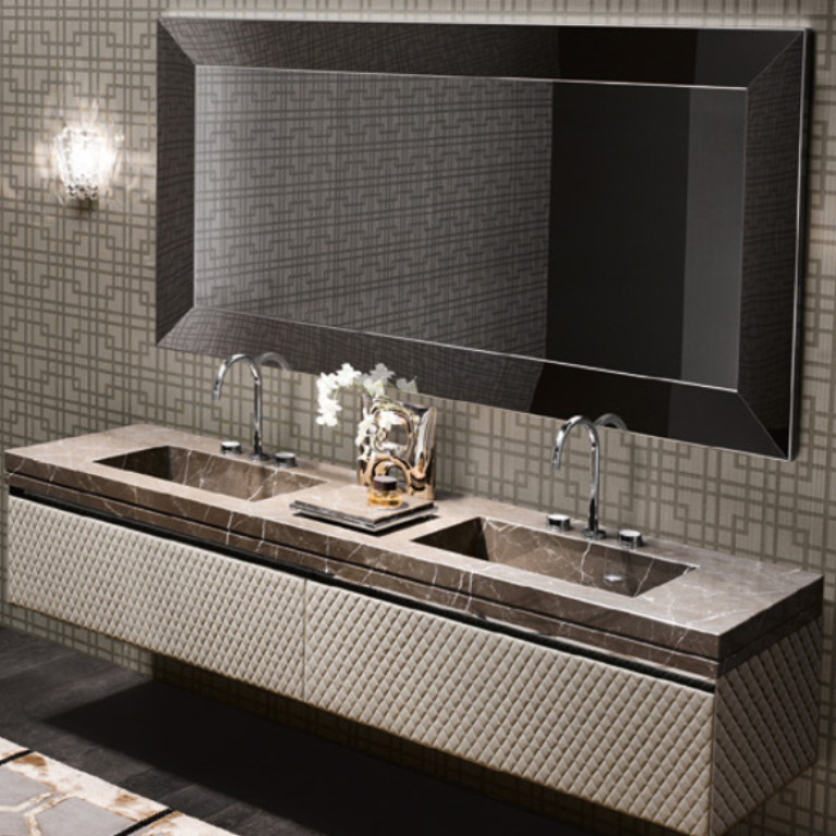 VITAGE milldue edition Four seasons Столешница 216х56хh9.5см c 2-мя интегрированными раковинами PLANS c3отв., мрамор, цвет: bronzo amani-B58