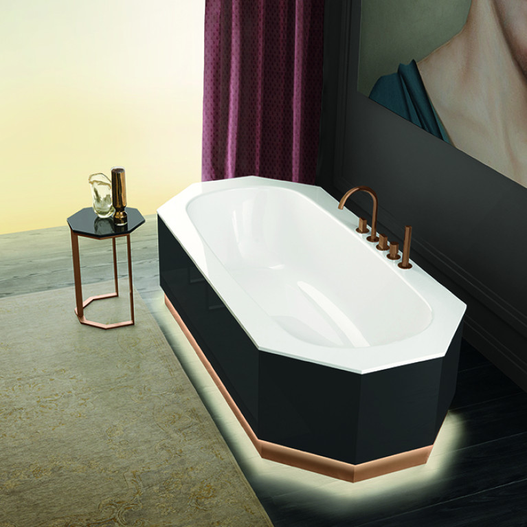VITAGE milldue edition Dandy Столик 354х354х512 мм., структура матовое розовое золото, столешница глянцевый Grafite