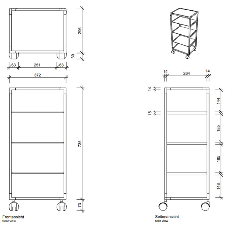 Decor Walther RW 2 Стеллаж передвижной 38x30x80см, стекло матовое, цвет: хром