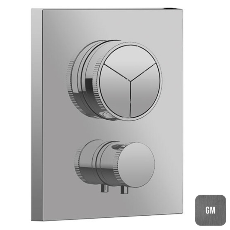 Almar PUSH SQUARE CORE Внешняя часть термостата на 3 потребителя, Gun Metal Brushed PVD