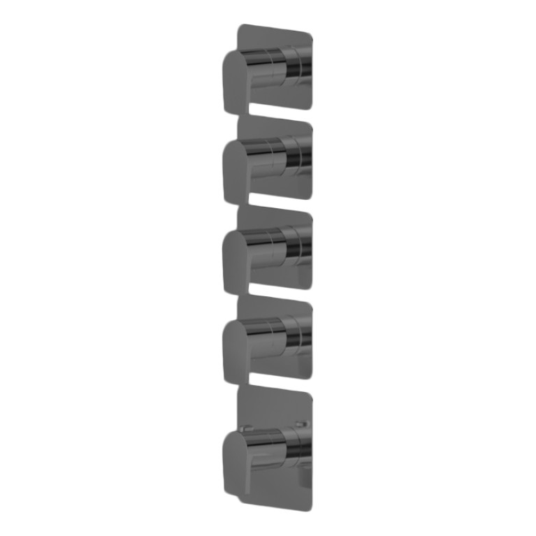 Newform Haka Внешняя часть термостатического смесителя на 4 источника с отдельными ручками запорного вентиля, цвет: PVD brushed gun metal