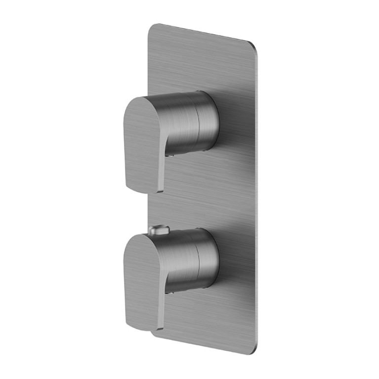 Newform Haka Внешняя часть термостатического смесителя,  на 2 источника , цвет: PVD brushed gun metal