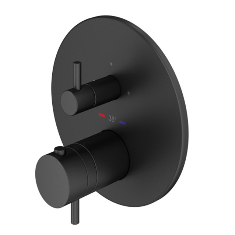 Plumberia Selection PSBOX Внеш. часть встраив.коакс.термост.смес. д. душа на 2 вых,для комбин.с PSB003 накл. нерж.сталь d.160мм, черн матов.