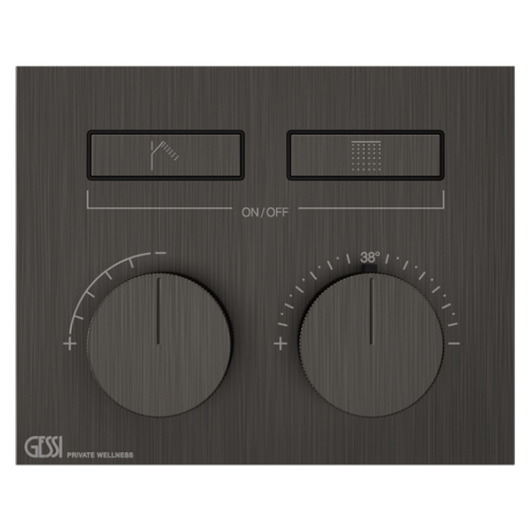 Gessi Hi-Fi Термостат для душа, с включением до 2 источников одновременно (внешняя часть), цвет: Black Metal Brushed PVD