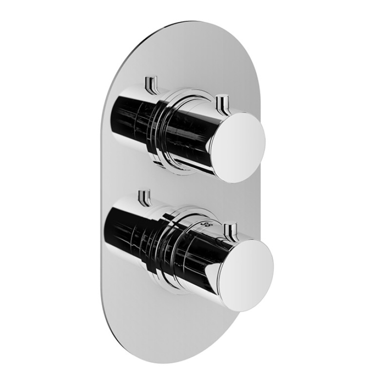 Plumberia Selection IXO Смеситель термостат встраиваемый для душа 3 вых. в к-те со встраив.частью, накл. овальная из нерж.стали, хром