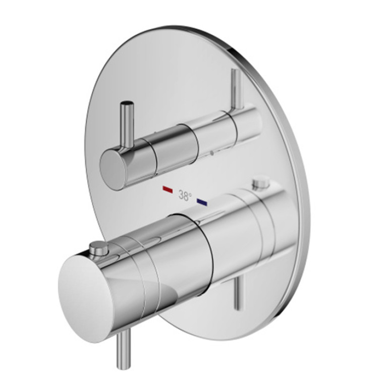 Plumberia Selection PSBOX Внеш. часть встраив.коакс.термост.смес. д. душа на 2 вых,для комбин.с PSB003 накл. нерж.сталь d.160мм, хром.