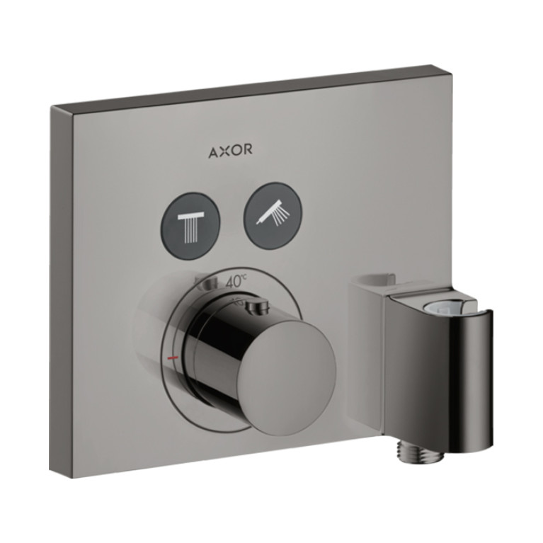 AX ShowerSelect Встраиваемый термостат для душа, 2 потреб, с держателем, (внешняя часть), цвет полированный черный хром