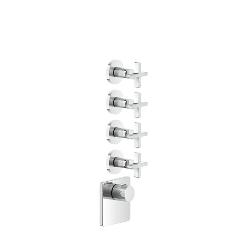 GESSI INCISO Встраиваемый термостатический смеситель на 4 источника, резьба 3/4 (внешние части), цвет: хром