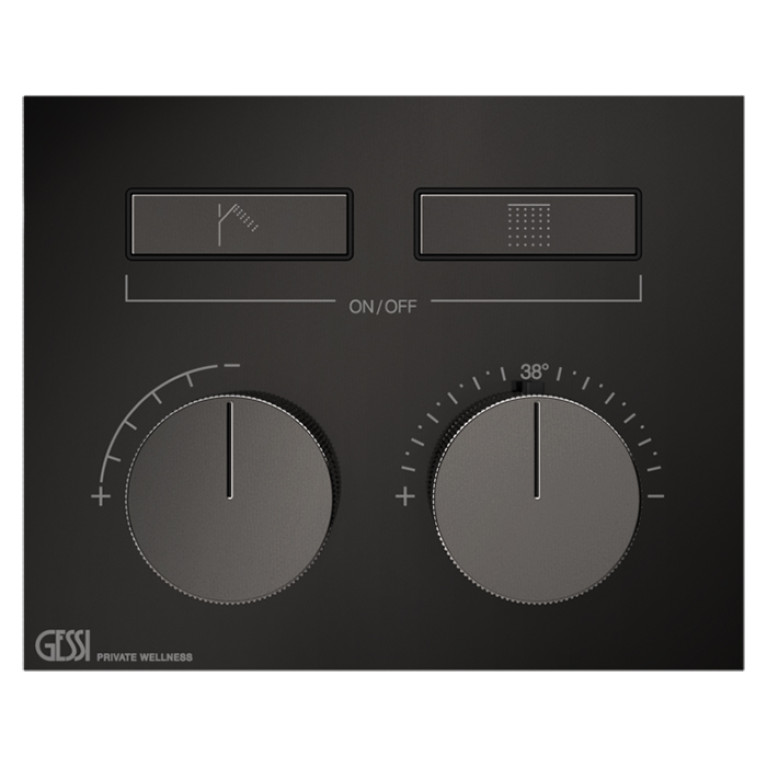 Gessi Hi-Fi Термостат для душа, с включением до 2 источников одновременно (внешняя часть), цвет: Black Metal PVD