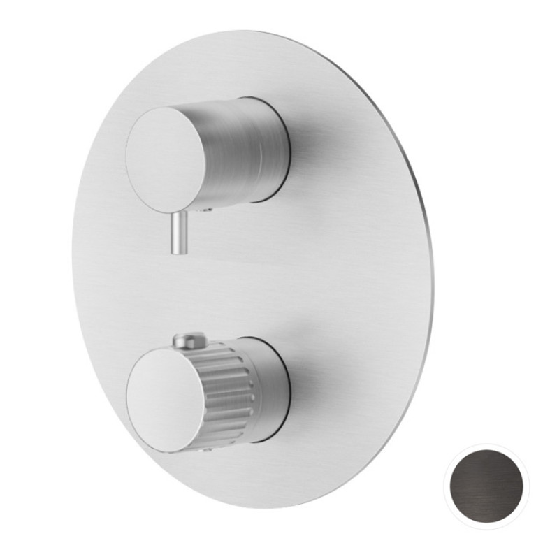 Newform Steel Line внешняя часть термостатического смесителя,  цвет pvd brushed gun metal