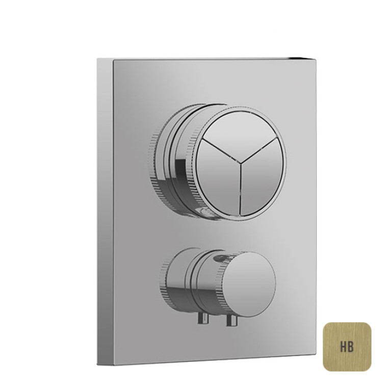 ALMAR PUSH SQUARE CORE Внешняя часть термостата на 3 потребителя, цвет High Brass