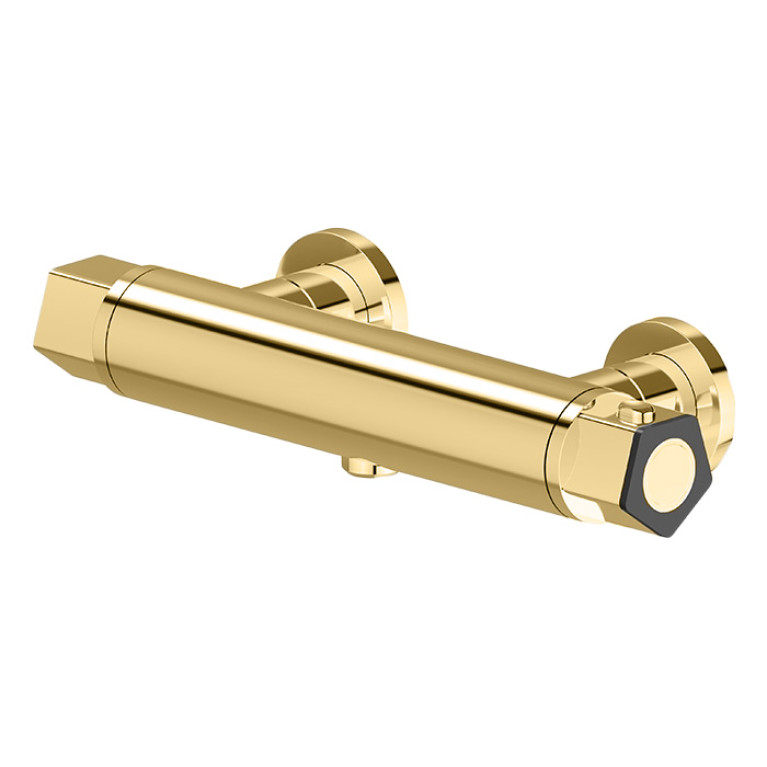 Newform ParkLE Термостатический смеситель для душа, цвет:  PVD glossy gold + черный матовый