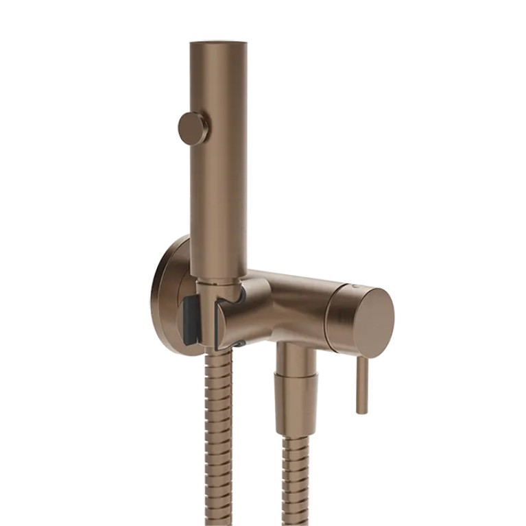 Gessi Cono GESSI ELEGANZA Гигиенический душ с наст. держ. со смесителем,с подводом воды и шлангом 1250 мм., цвет: Copper Br. PVD