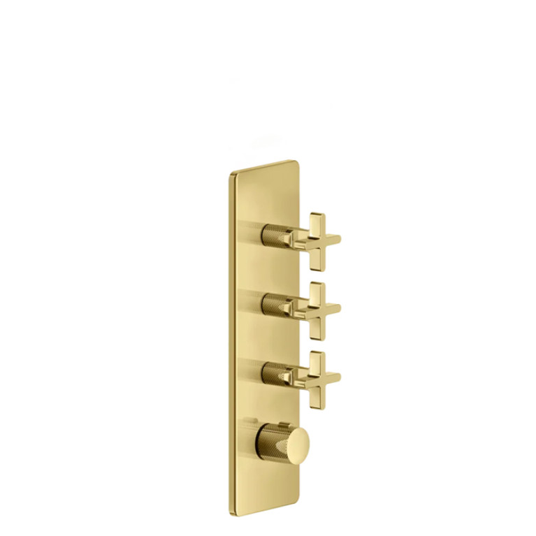 GESSI INCISO Встраиваемый термостатический смеситель на 3 источника, резьба 3/4 (внешние части), цвет: золото