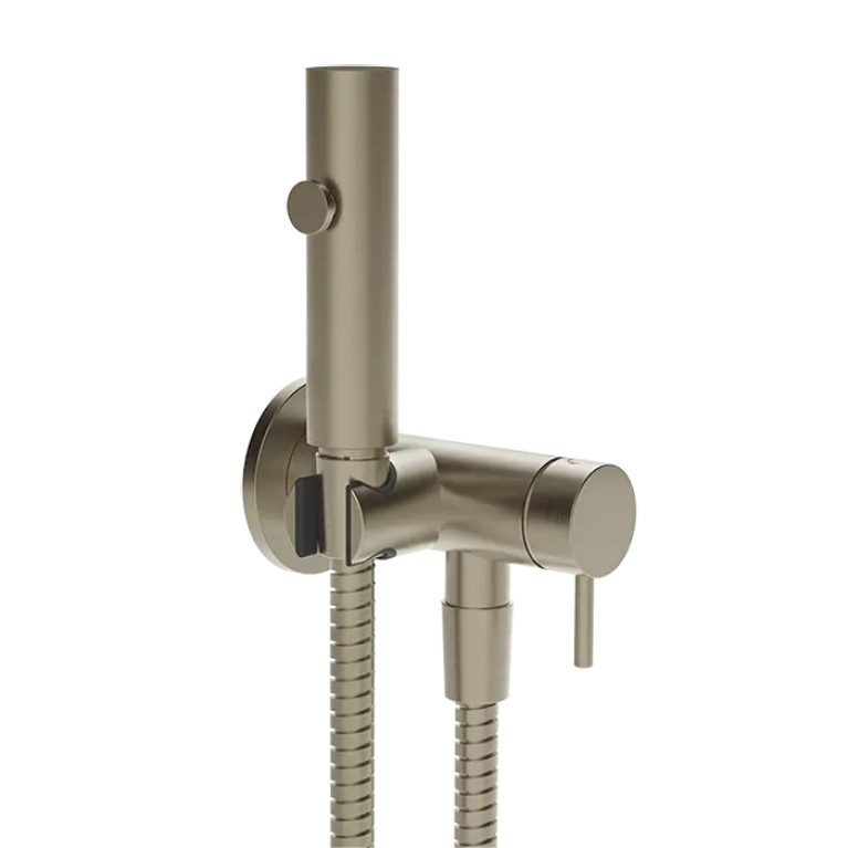 Gessi Cono GESSI ELEGANZA Гигиенический душ с наст. держ. со смесителем,с подводом воды и шлангом 1250 мм., цвет: Finox Br. Nickel