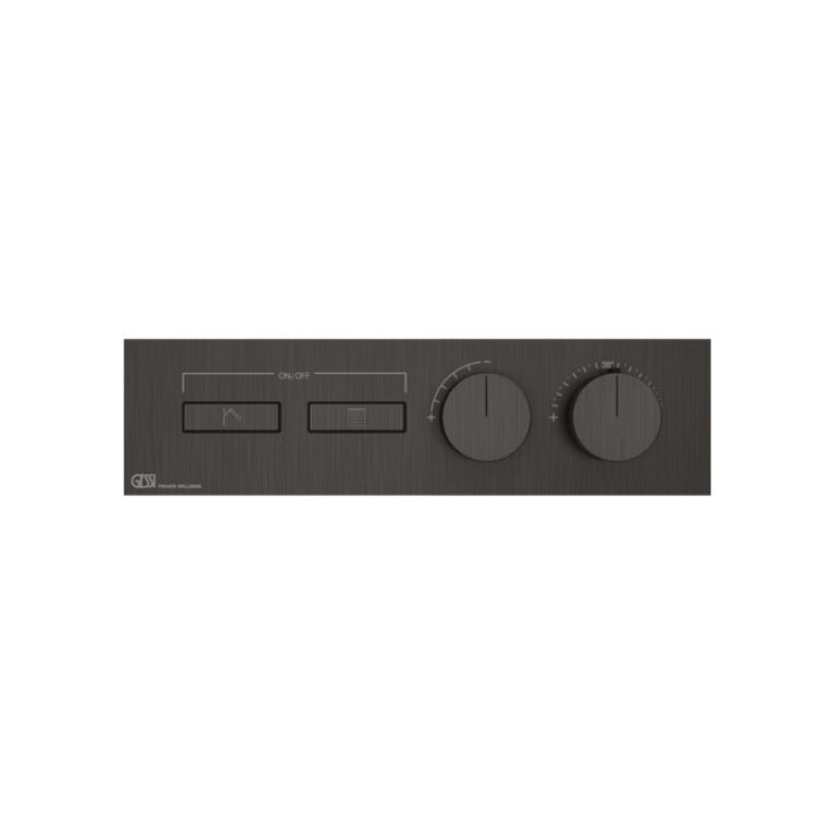 Gessi Hi-Fi Термостат для душа, с включением до 2 источников одновременно (внешняя часть), цвет: Black Metal Brushed PVD